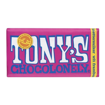 Tony's Chocolonely | Wit Framboos Knettersuiker | 15 x 180 gram