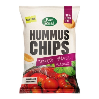 Eat Real | Tomato & Basil Hummus Chips | 10 x 110 gram