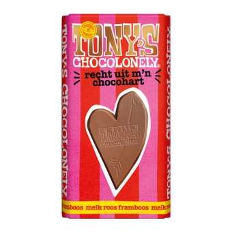 Tony's | Reep Liefde Melk Roos Framboos | 15 x 180 gram