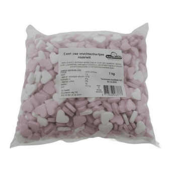 Dextrose | Vruchtenhartjes | Roze/Wit | 1 kg