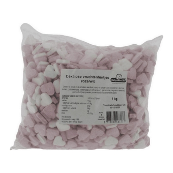 Dextrose | Vruchtenhartjes | Roze/Wit | 1 kg