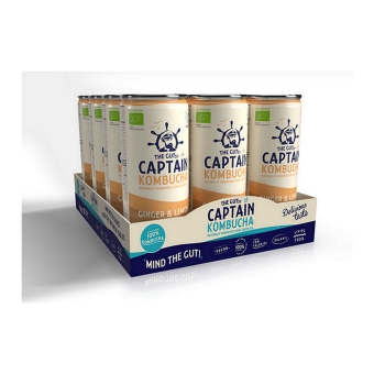 The Gutsy Captain | Kombucha Zero Ginger Lemon | Bio | 12 x 250 ml