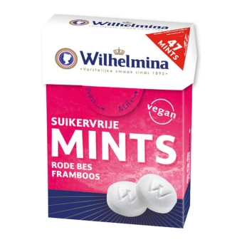 Wilhelmina | Mints Suikervrij Framboos/Rode Bes | 20 x 30 gram