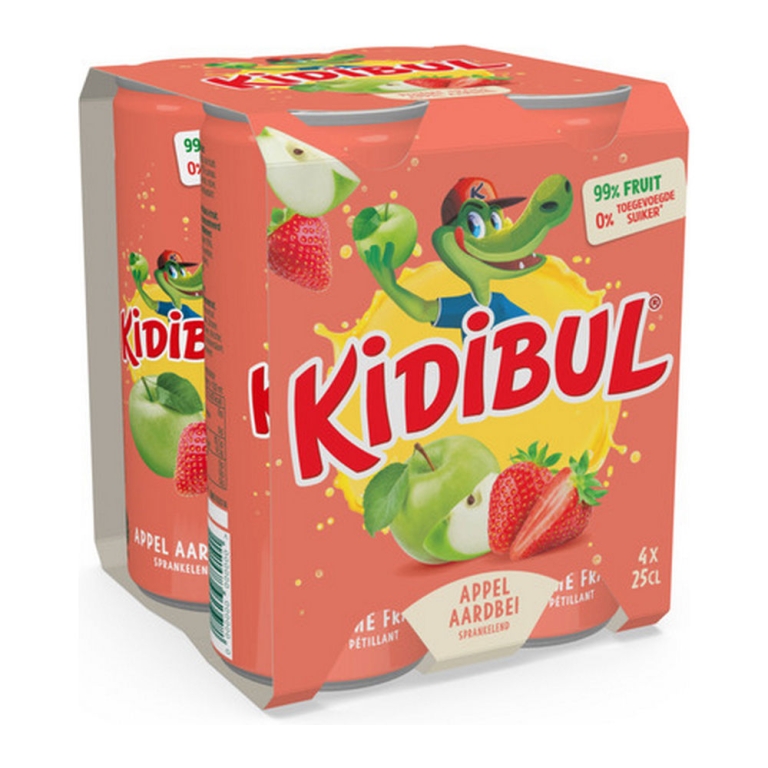 Kidibul | Appel-Aardbei | Blik | 6 x 4 x 25 cl