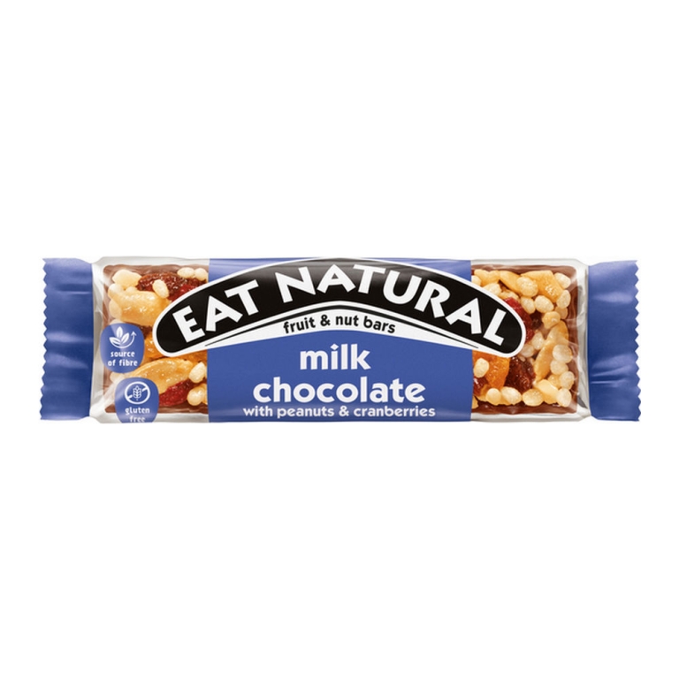 Eat Natural | Milk Chocolate Peanut and Cranberry | 12 x 40 gram