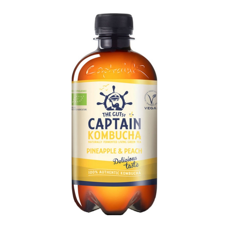 The Gutsy Captain | Kombucha Pineapple Peach | Bio | 12 x 400 ml