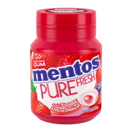 Mentos | Gum | Pure Fresh | Fresh Aardbei | Bottle | 6 x 30 stuks